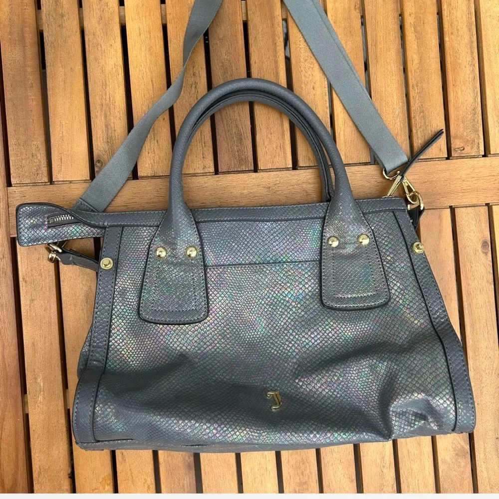 Juicy Couture Metallic Gray Snakeskin Pattern Handbag with Strap